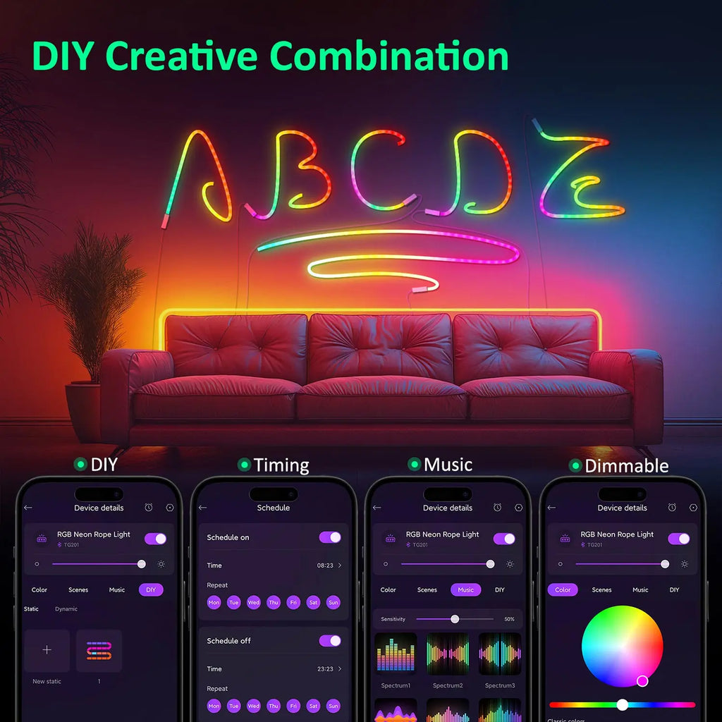 ⭐ RGB Neon Strip Lights – Ultimate Room Glow Setup